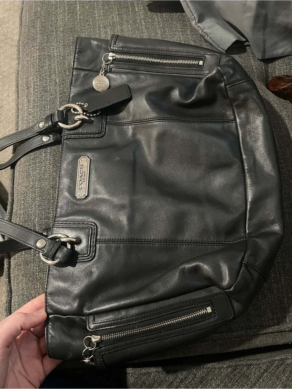 Coach Black Leather Tote Bag